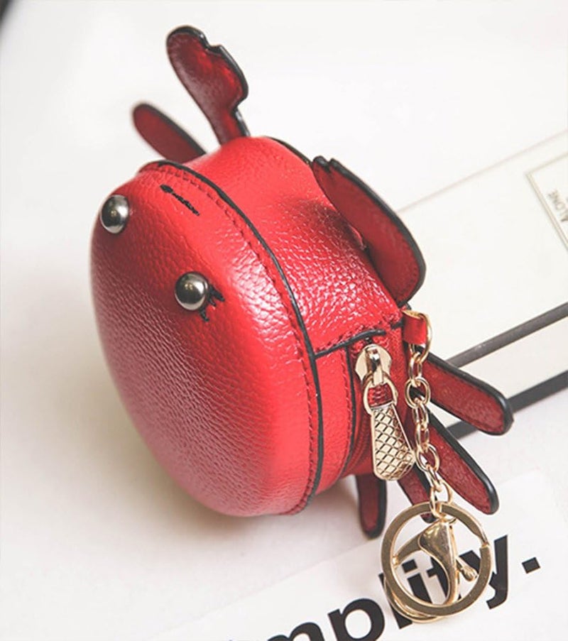QZUnique Crab Coin Purse Mini Animal Cartoon Change Pouch with Keychain Cute Leather Wallet Key Bag for Women Kids - Image 3